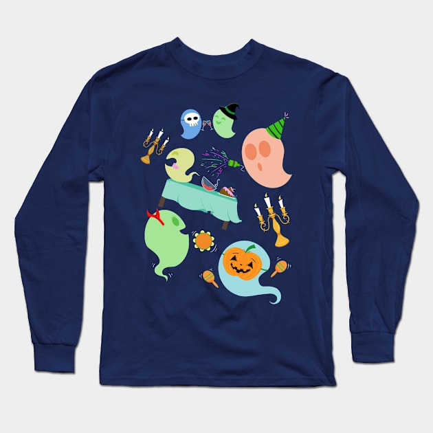 Ghost Party Long Sleeve T-Shirt by Ichigotofu